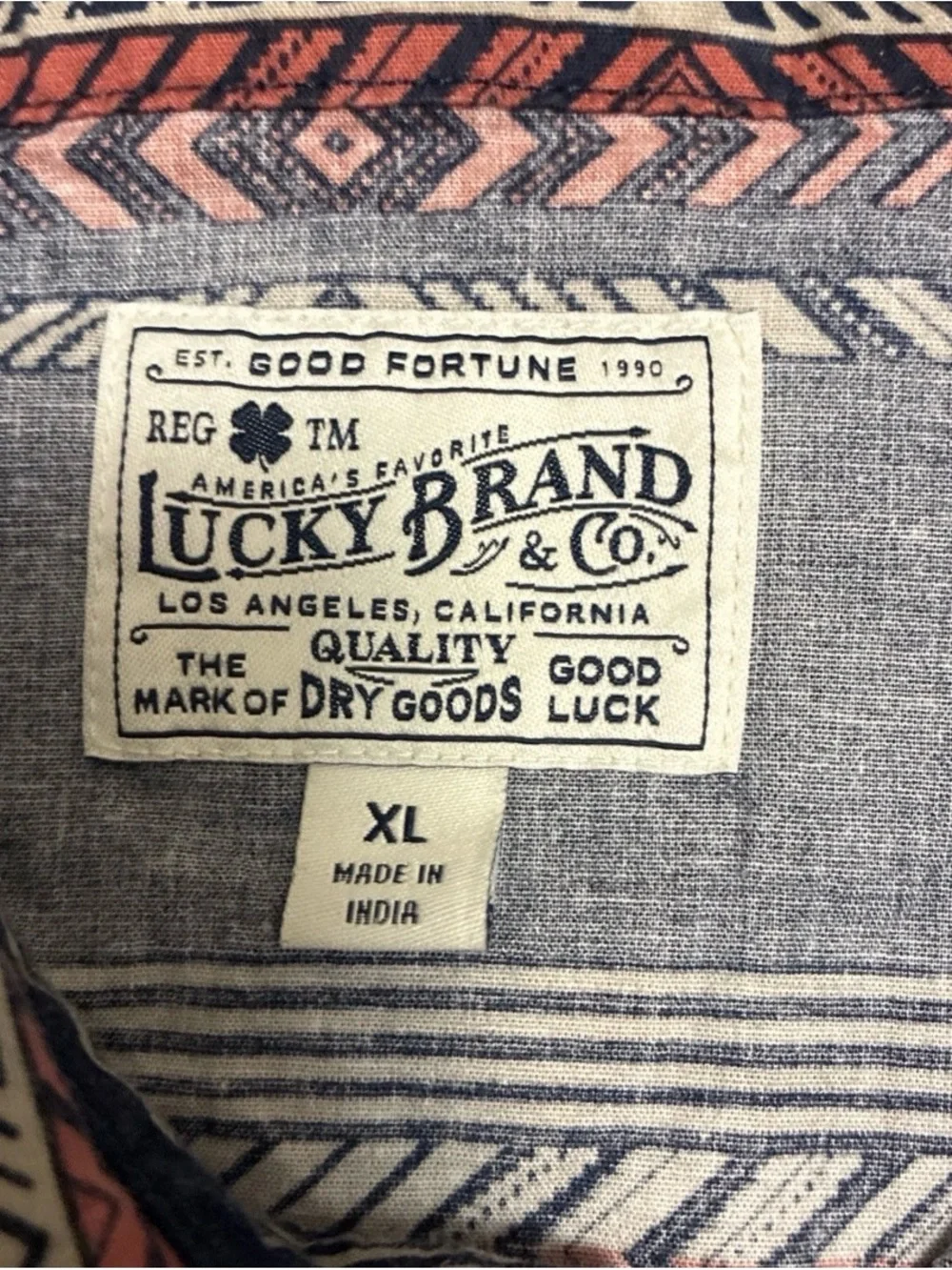 Lucky Brand Aztec Boho Pearl Snap button Western Southwestern Men's Shirt Jacket